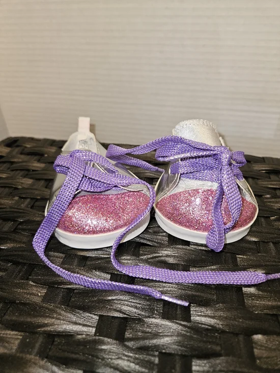 Build-A-Bear Pink Glitter and Purple Lace Plush Sneakers