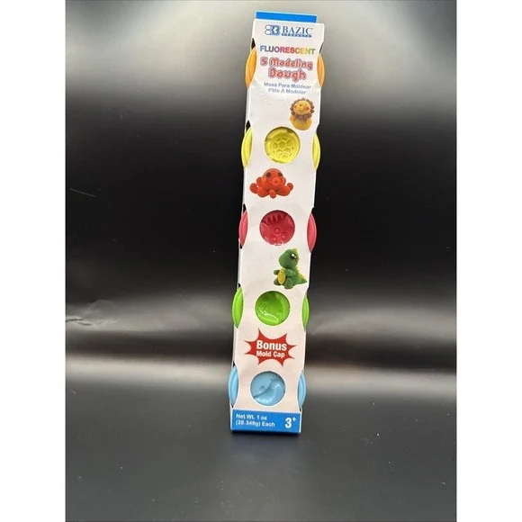 Bazic Modeling‎ Dough Kids 5oz Neon New 5pk Bonus Mold Caps