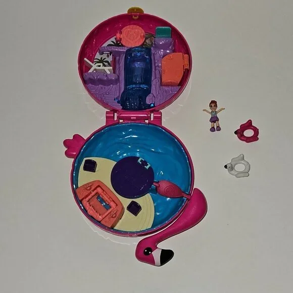 Polly Pocket Flamingo Floatie Compact Lila Doll Mattel 2017