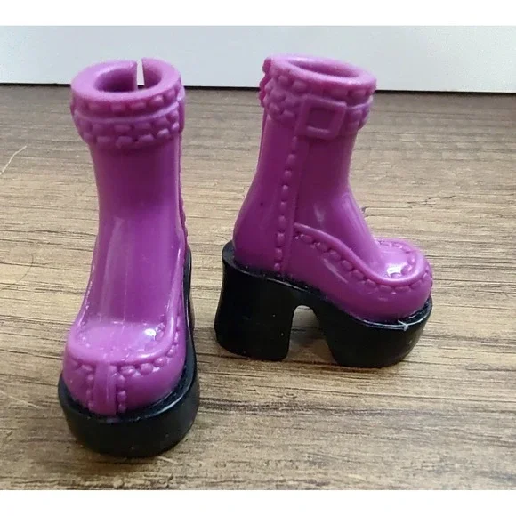 Barbie My Scene Doll Shoes Purple Platform Buckle Stitch Winter Snow Boots Z30