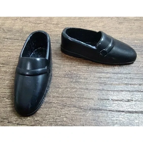 Barbie Ken Doll Shoes Black Loafers Made In China Z26
