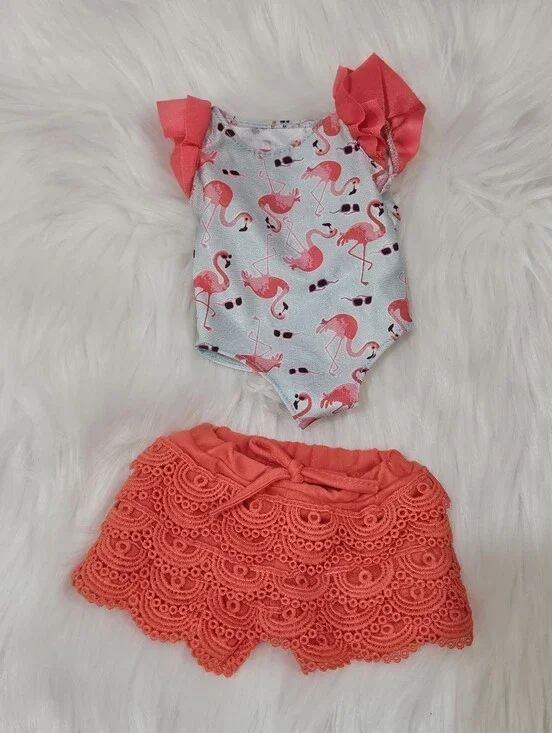 Doll's Swimsuit & Shorts Set