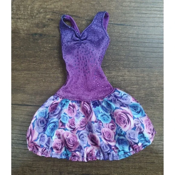 Barbie Doll Size or other Doll Clothing VINTAGE 1990's Purple  PARTY DRESS Z30