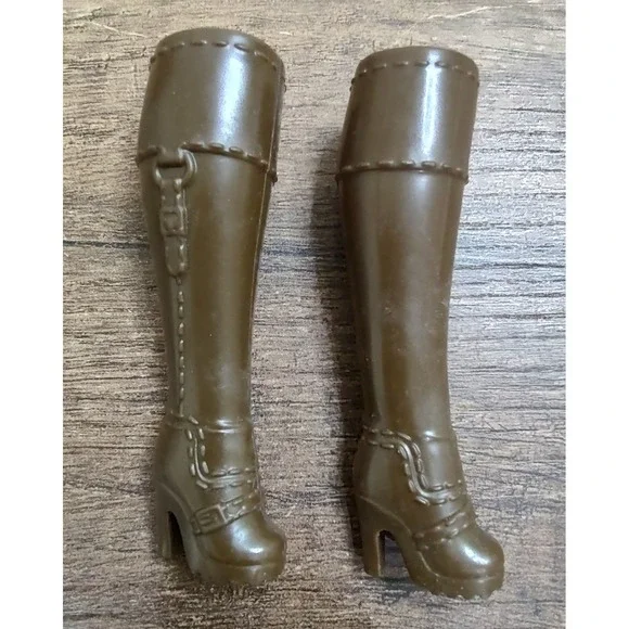 Barbie Doll Shoes Brown Platform Wedge Heel Tall Boots Z31