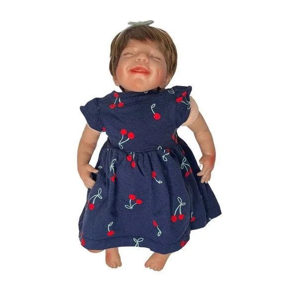 Toddler Baby Girl Reborn Doll Rooted Brown Hair Soft Body Smiling Realistic‎ 21