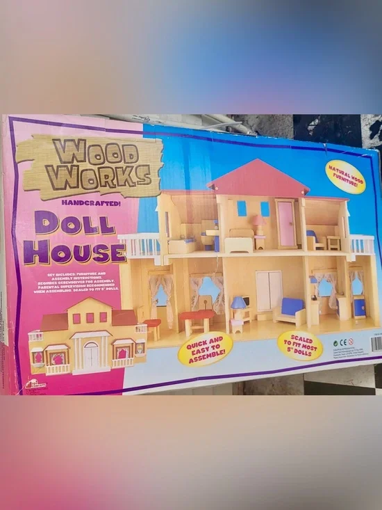 Vtg Toy Concepts Wood Works Handcrafted Wooden Dollhouse Kit Boxed 5