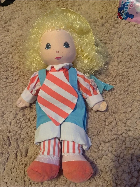 Vintage Applause Fancy Nancy 1984 Doll Curly Blonde Hair Bibs Tie Hat
