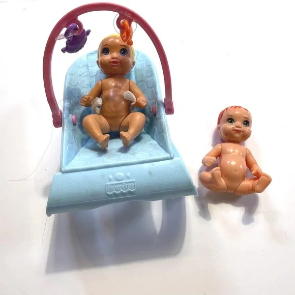 Fisher-Price Mattel Barbie Skipper Babysitters Inc 2 Baby Dolls & Bouncer Set