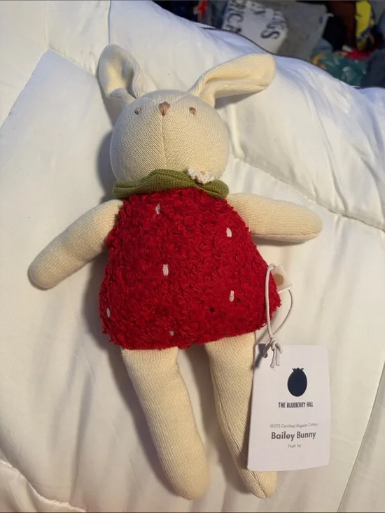 Bailey Bunny Plush in Cream and Red NWT