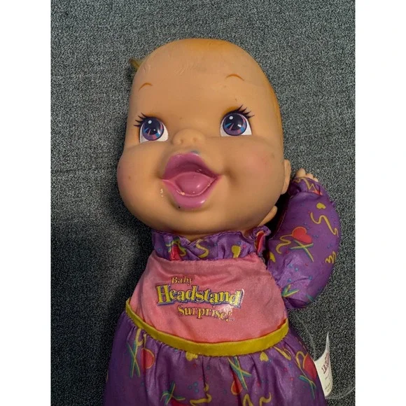 Vintage Toy Biz Baby Headstand Surprise Purple Outfit Stuffed Plush Toy 27896