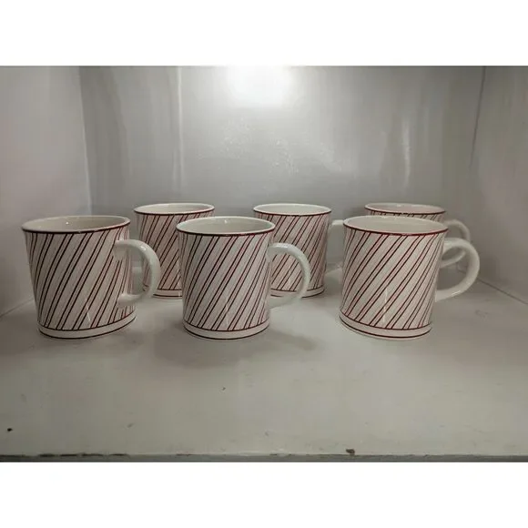 Sur La Table Candy Cane Striped Holiday Mug - Set of 6