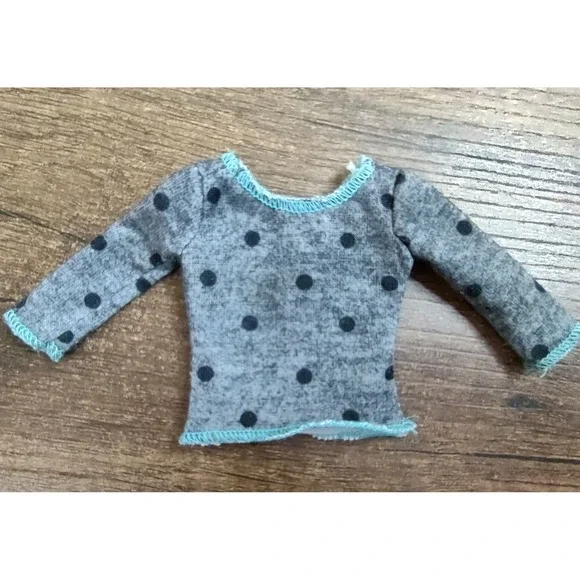 2017 Barbie Walk & Potty Pup Top Gray Black Polkadot Teal Trim