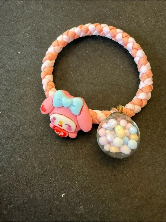 Pink Braided Kids Bracelet with Character Charm and Pastel Bead Globe