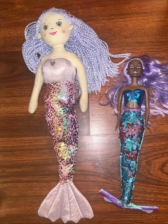 Mermaid Doll Lot 18in Ganz Shimmer Cove Shelly Plush & 12in Sequin Fashion Doll