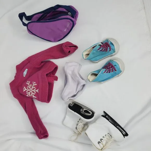 American Girl Clothes Outfit with Ice Skates and Bag