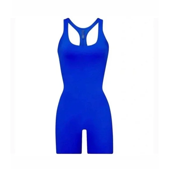 SKIMS Swim Cycle Suit Cobalt Blue One Piece Bodysuit XXS NWT
