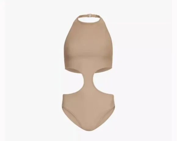 Skims Signature Swim Halter Monokini Desert