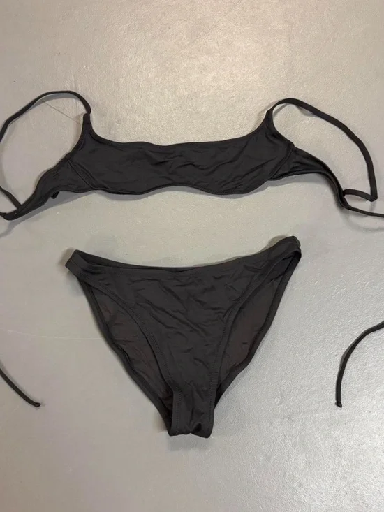 SKIMS Black Tie-Side Bikini Set