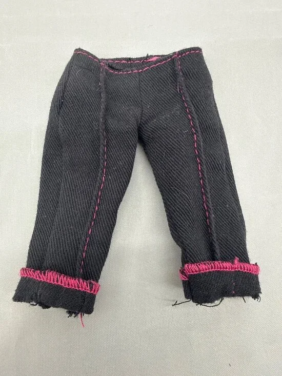 Y2K Mattel My Scene Black Denim Capris Pink Stitching Doll Pants Jeans
