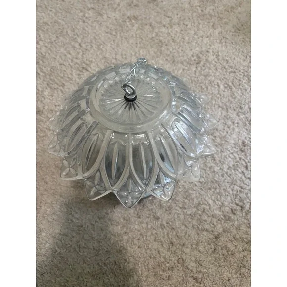 Vintage Mason Jar Glass Bird Feeder Hanging GardenDecor Clear PressedGlassFlower
