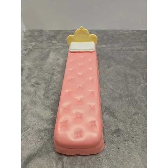 Vintage Barbie Pink Tufted‎ Daybed Bed with Yellow Crown Headboard and Drawer
