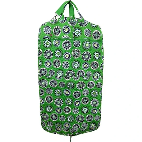 Vera Bradley Hanging Garment Bag Green Medallion Quilted Cotton Travel Vacation
