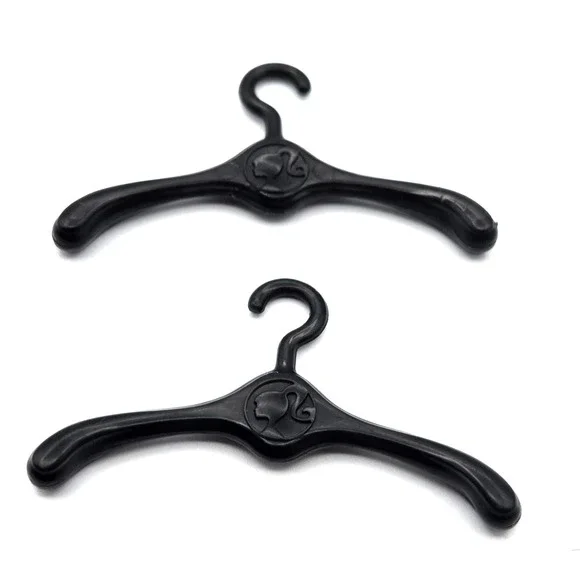 Barbie Black Plastic Doll Clothing Hanger‎ Fashion Accessory Set of 2