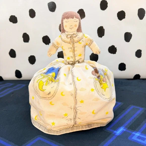 Handmade Topsy Turvy Flip Doll Kids Blue Cream Reversible Cloth Rag Doll