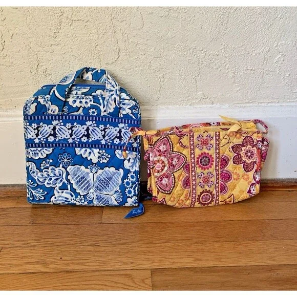 Vera Bradley Toiletry & Makeup Bags – Blue Lagoon & Bali Gold – Retired Prints