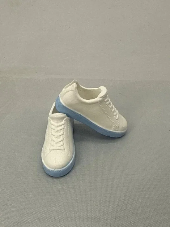 Fashion Doll Y2K White Sneakers Light Blue Sole Chunky 1:6 Scale