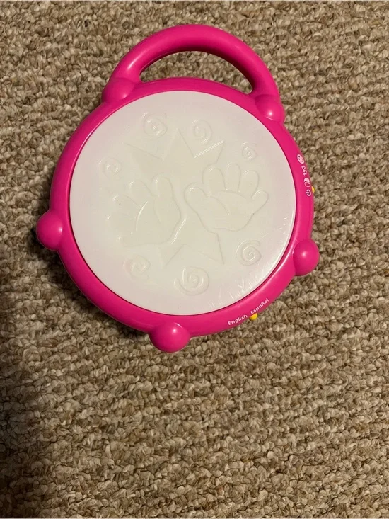Toddler Pink Handprint Rhythm Drum - Portable Music Toy