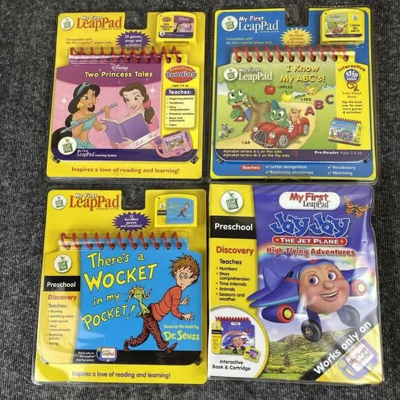 Lot Of 4 Leap Frog My First Leap Preschool Pad Learning Games Dr Seuss Disney