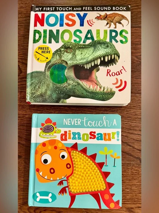 Toddler Dinosaur Sensory Book Lot Noisy Dinosaurs & Never Touch A Dinosaur
