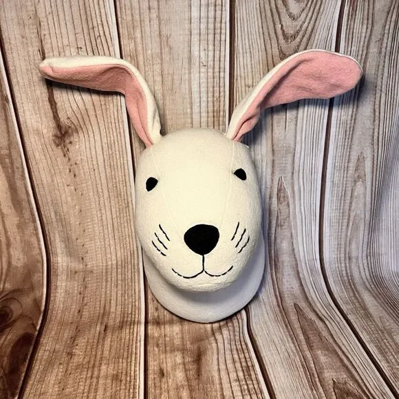 Plush Rabbit Head Wall Mount Target Pillowfort White Faux Bunny Wall Decor VGOOD