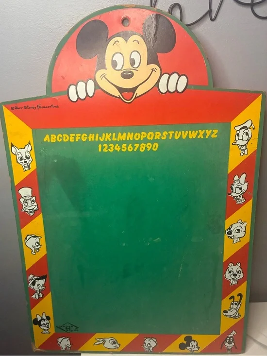Walt Disney Mickey Mouse Chalkboard Diamond H Brand 1940s–50s Character Board