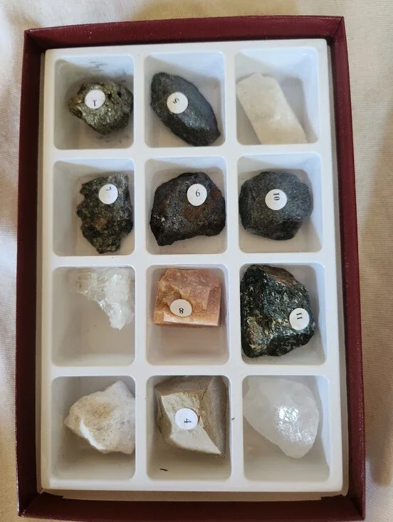 Mineral Identification Kit Rock Collection Educational Science Set 12 Piece