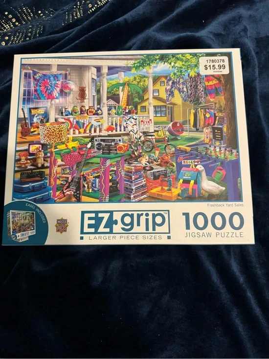 EZ Grip 1000-Piece Jigsaw Puzzle - Colorful Yard Sale Scene brand new