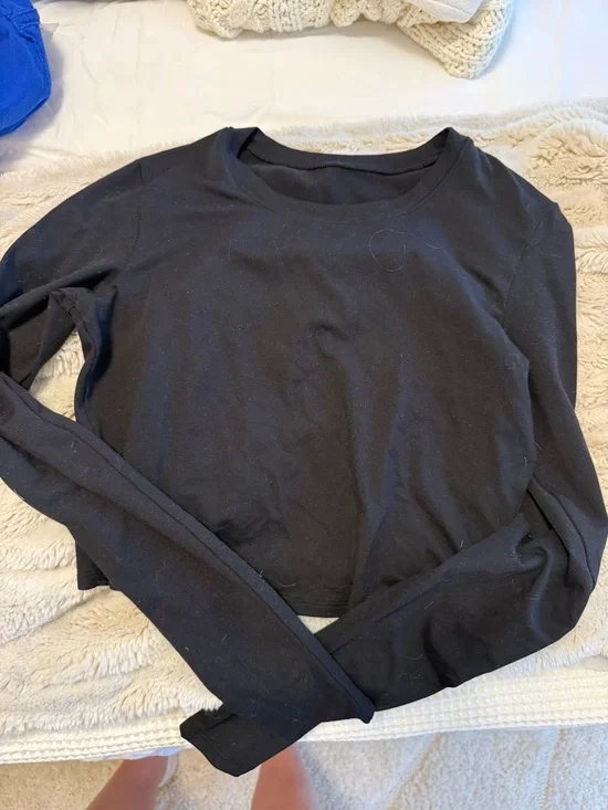 ALO Yoga Black Long-Sleeve Crop Top