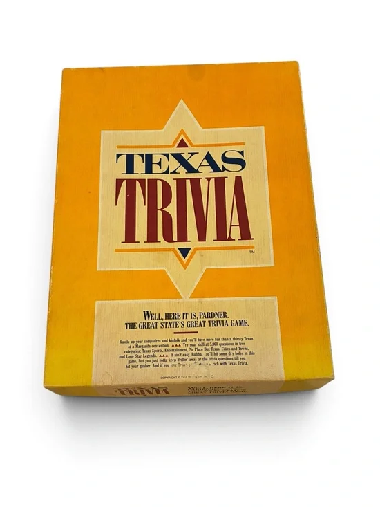 Vintage Texas Trivia Board Game 1984 100% COMPLETE Texas Trivia Inc Retro Party