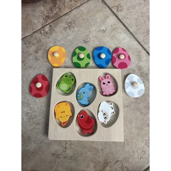Baby Animal Wooden Montessori Puzzle Toddler Toy Egg Surprise Puzzles 1-3 Years