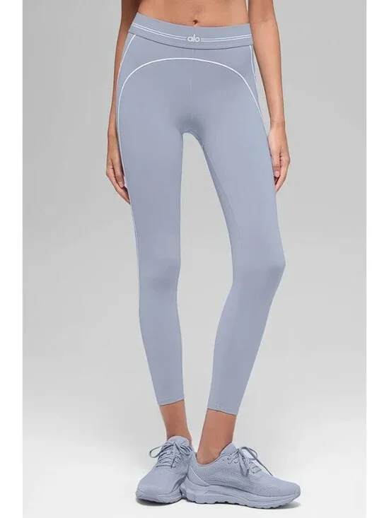 ALO YOGA Women's Airbrush High-Waist 7/8 Heart Throb Legging Size S Winter Frost