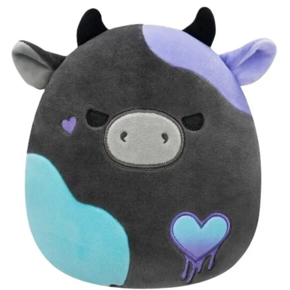 Squishmallows Valentine's Smithereens the Charcoal Cow w/Melting Heart - 5 Inch