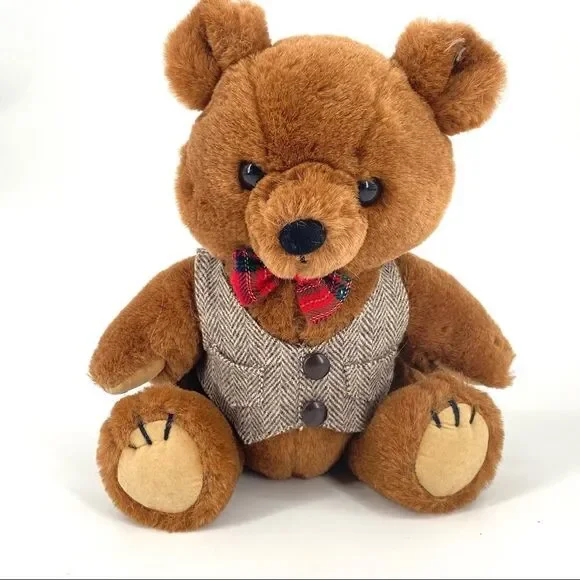Vintage Dakin‎ Teddy Bear 1987 plush professor wool vest