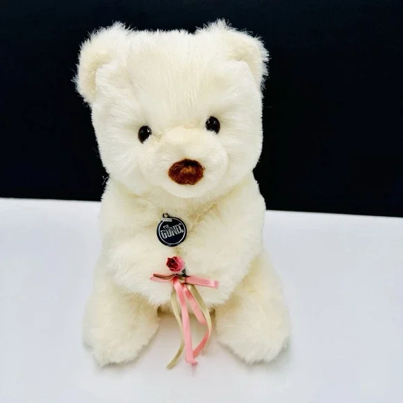 Vintage 1977 Gund Golly Golly White Teddy Bear Plush w/ Rose 10