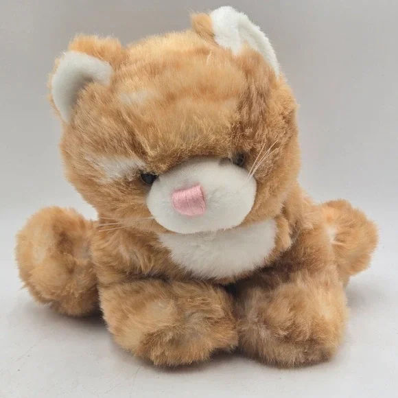 Read-Ron Banafato Realistic Orange Tabby Cat Plush Puppet Stuffed Animal Striped