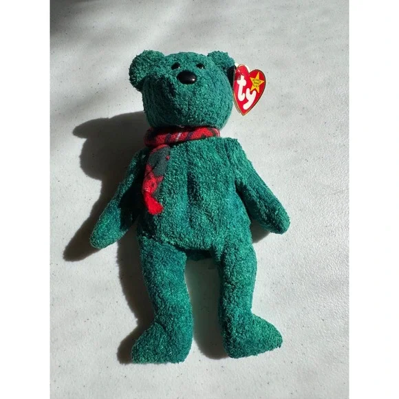Ty Beanie Baby Wallace the Bear Green Tartan‎ Scarf 1999 Vintage Plush Toy