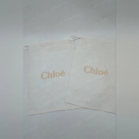 CHLOÉ Dust Bags Set 2 Canvas Drawstring 16.5x11.5 Replacement Storage
