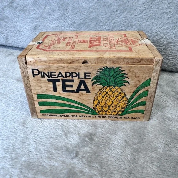 Vintage Pineapple Tea Wooden Box Ceylon Tea Metropolitan Tea Advertising‎