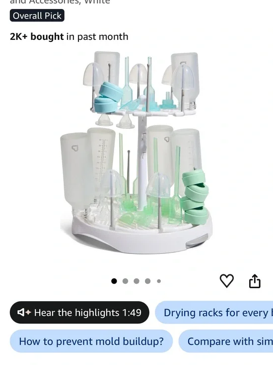 Munchkin Bottle Drying Rack in White with Mint Green Accents