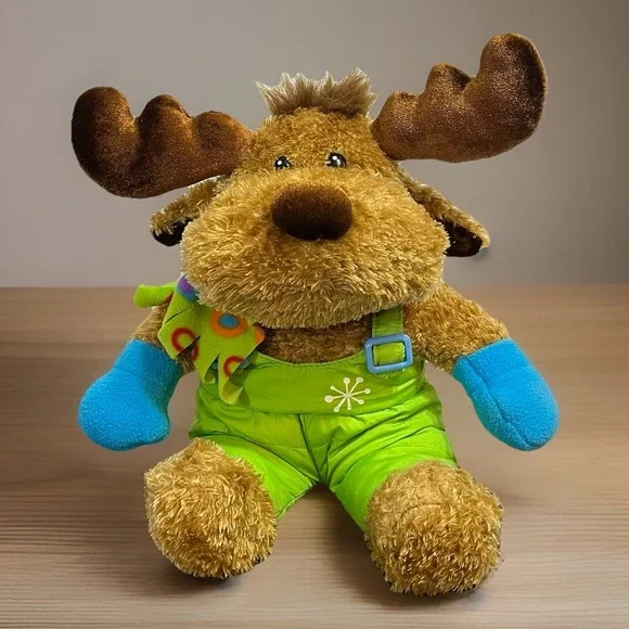 Dan Dee Moose Plush Stuffed Animal Winter Green Snowsuit Mittens Scarf